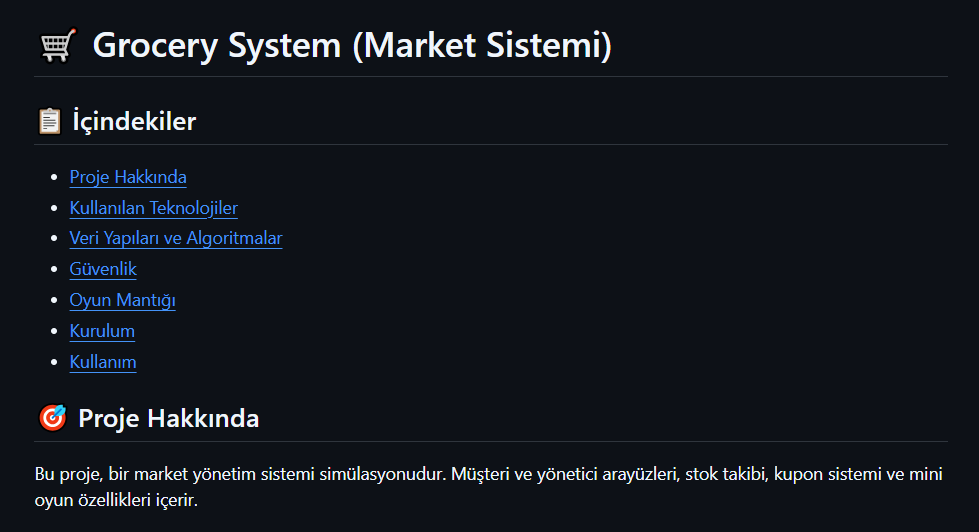 Grocery System Ekran Görüntüsü